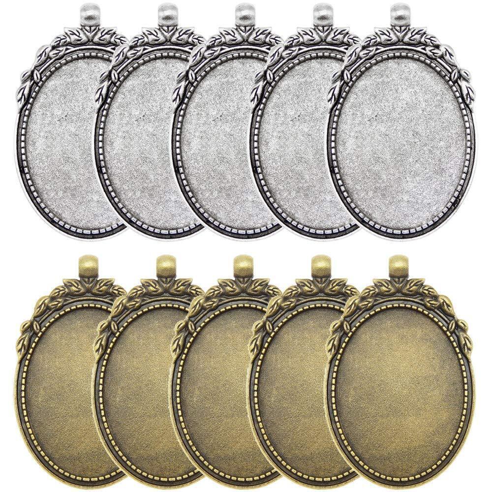 6845 10 Pack Assorted Antiqued Alloy Metal Blank Bezel Frames Inner 40x30mm